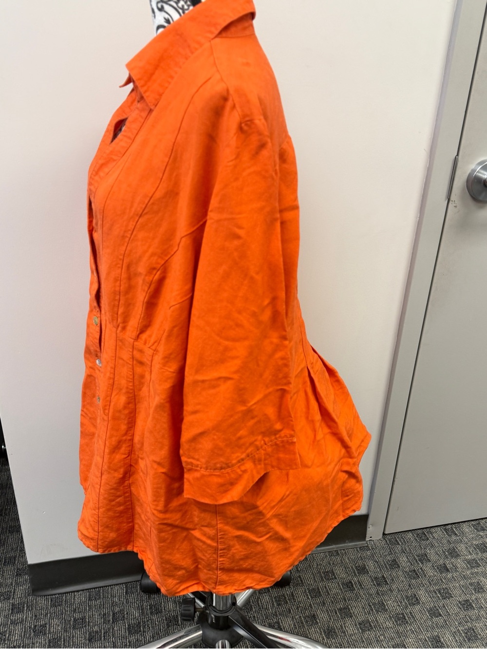 Ashley Stewart Orange Button-Front Tunic Shirt 3/4 Sleeve Plus Size - Picture 6 of 14